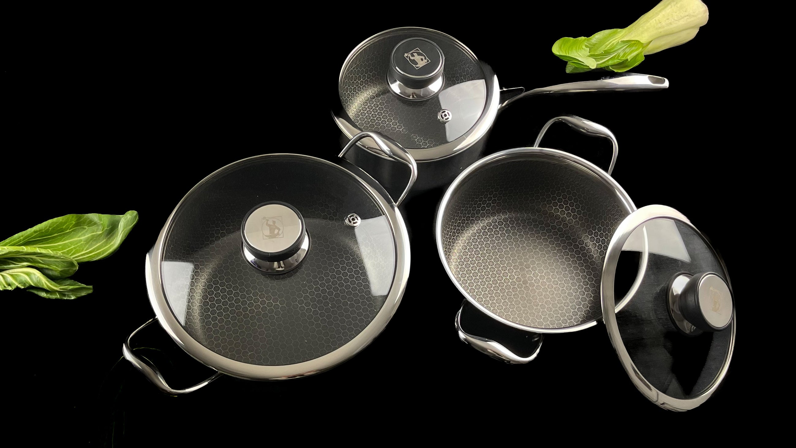 Fusion non-stick grydesæt med 3 gryder og stegepande