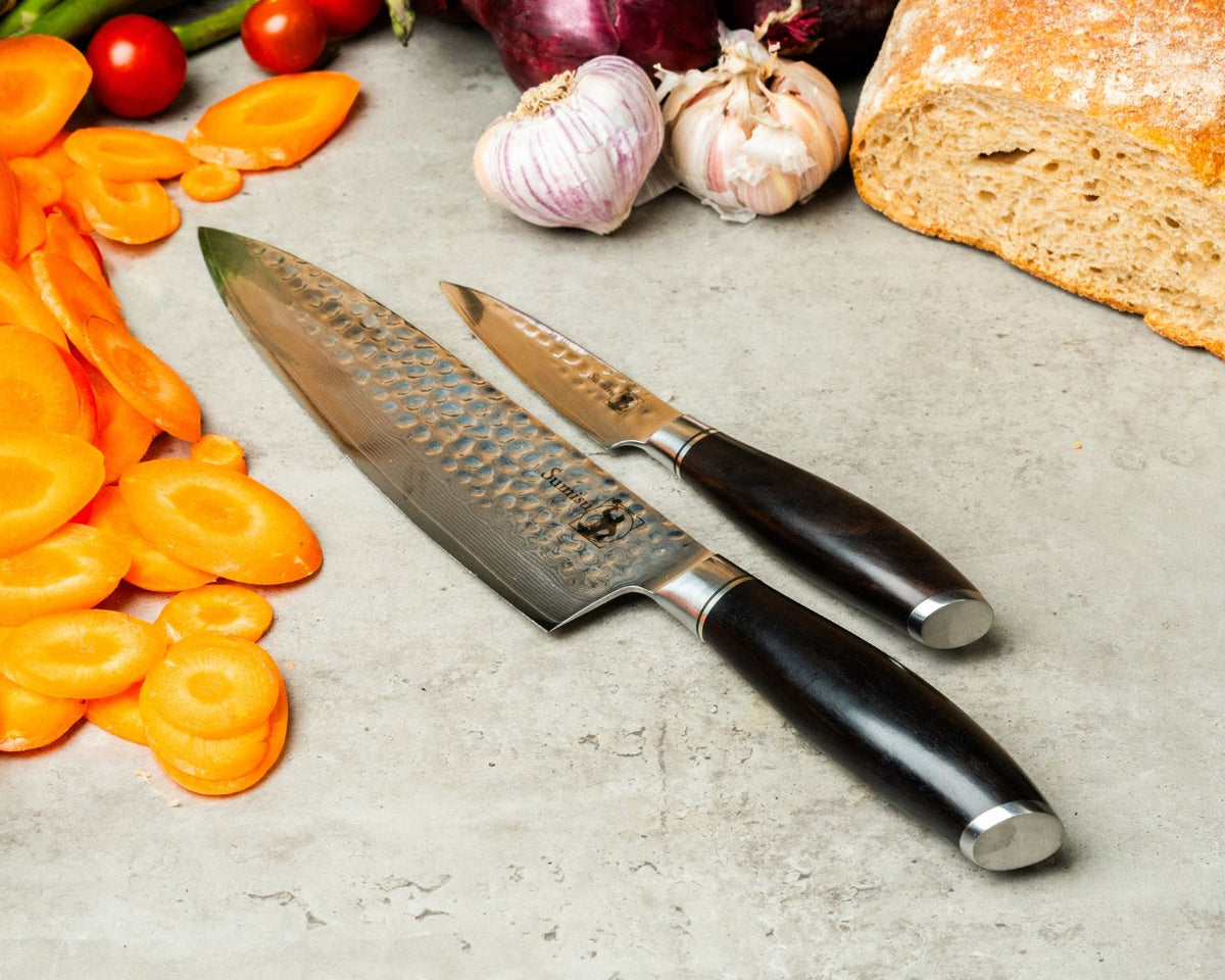 Kaki knivset med 2 köksknivar - Startsetet