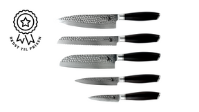 Kaki knivset med 5 köksknivar - skaft av ebenholts