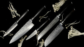 Kaki knivset med 5 köksknivar - skaft av ebenholts